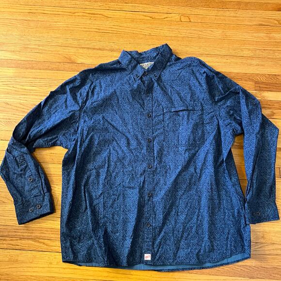 Duluth Trading Shirt Mens XXL Organic Cotton Canyoneer Printed Button Blue - Picture 1 of 8